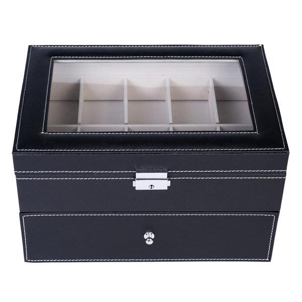 20-Compartment Dual-Layer Wooden Watch Storage Box – Elegant & Practical Organizer (Free U.S. Shipping)