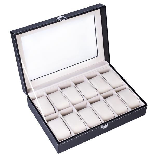 12-Compartment Leather Watch Storage Box – Elegant & Compact Organizer (Free U.S. Shipping)