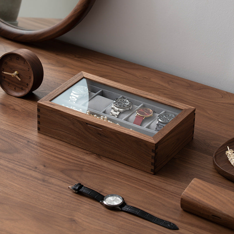 Premium Black Walnut Watch Storage Box – Elegant Wooden Display Case