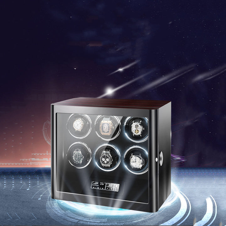 Luxury 6-Slot Automatic Watch Winder with Fingerprint Lock & Silent Motor