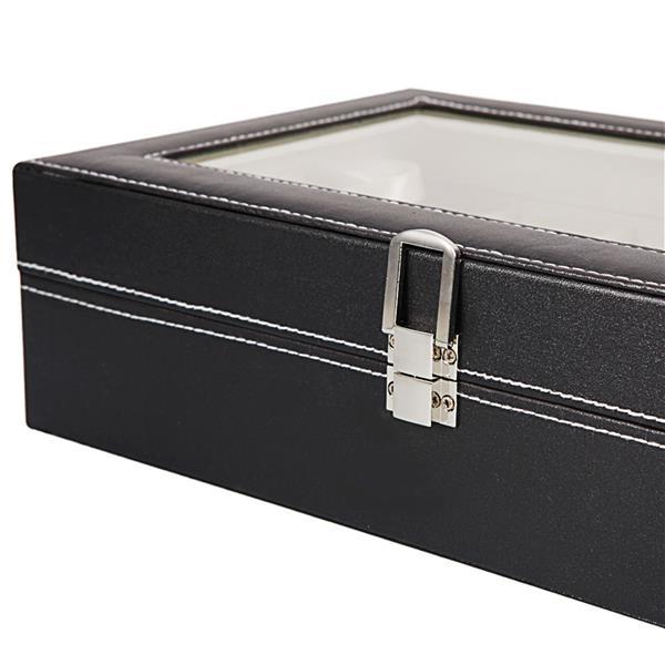 12-Compartment Leather Watch Storage Box – Elegant & Compact Organizer (Free U.S. Shipping)