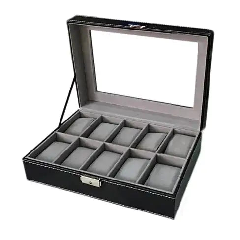 WATCH VALET – Glass Top Leather Watch Box (6-Slot & 10-Slot) | Elegant Display & Storage Case