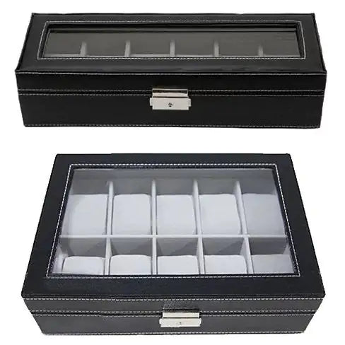 WATCH VALET – Glass Top Leather Watch Box (6-Slot & 10-Slot) | Elegant Display & Storage Case