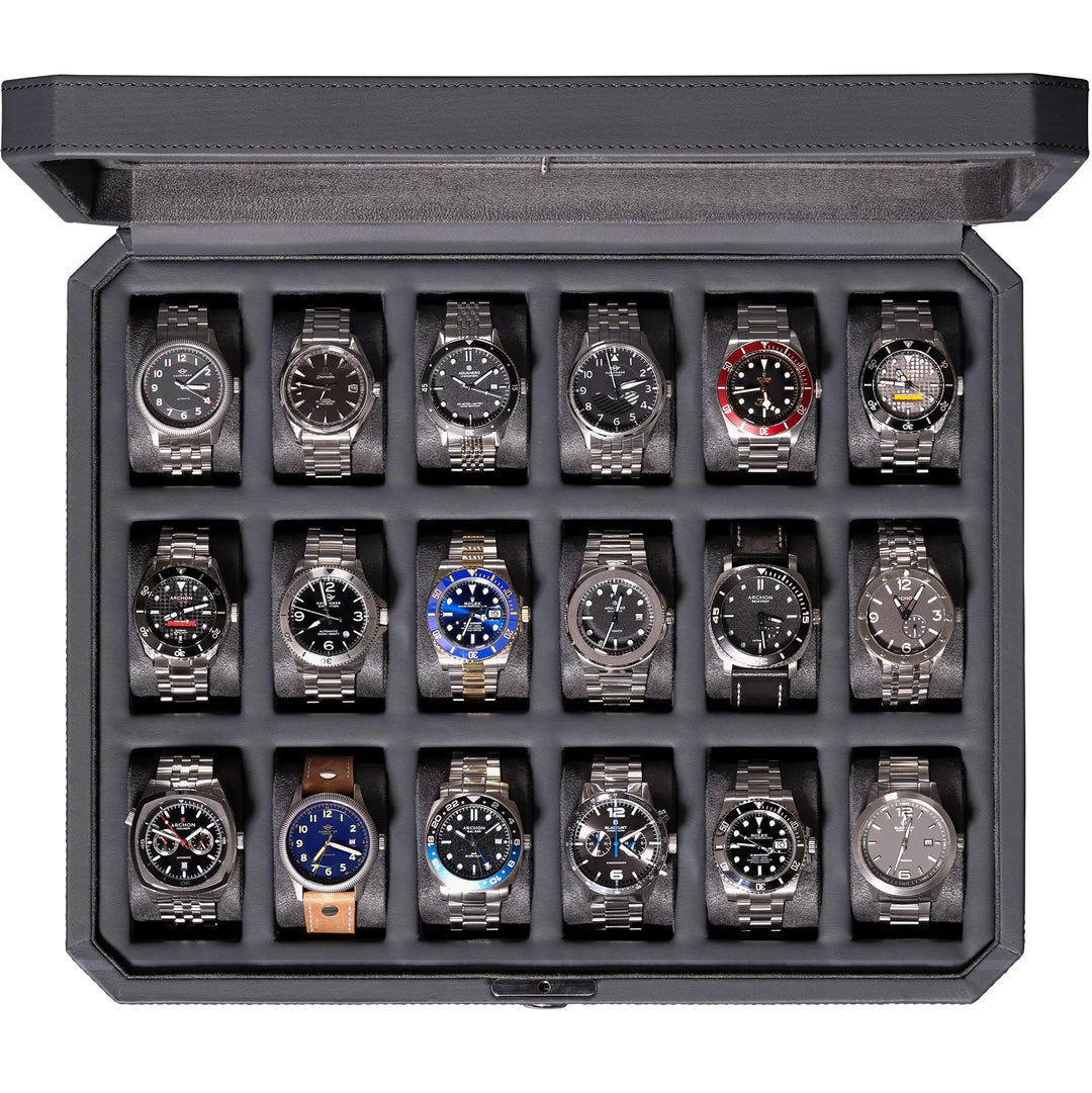 ROTHWELL 18-Slot Luxury Watch Box – Carbon Fiber Design