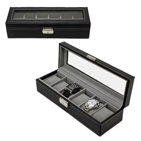 WATCH VALET – Glass Top Leather Watch Box (6-Slot & 10-Slot) | Elegant Display & Storage Case