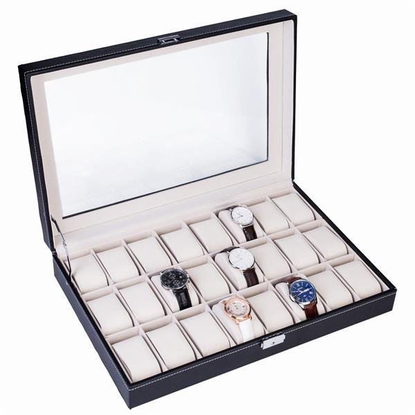 24-Compartment Leather Watch Storage Box – Premium Organizer for Watch Collectors (Free U.S. Shipping)