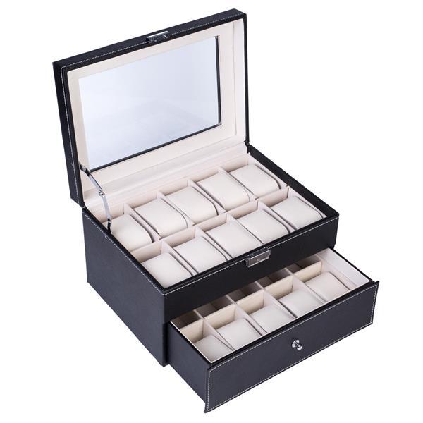 20-Compartment Dual-Layer Wooden Watch Storage Box – Elegant & Practical Organizer (Free U.S. Shipping)