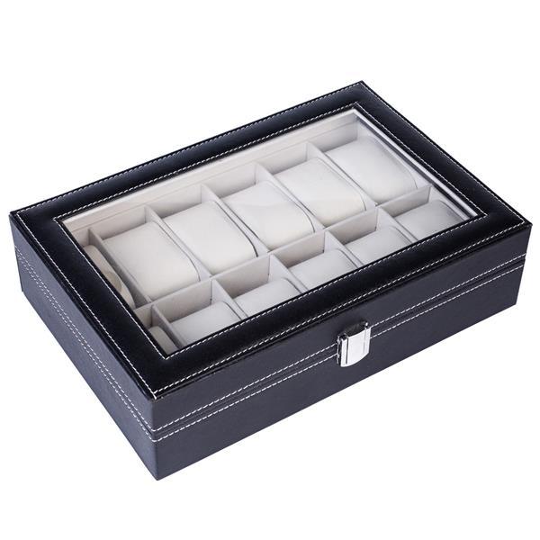 12-Compartment Leather Watch Storage Box – Elegant & Compact Organizer (Free U.S. Shipping)