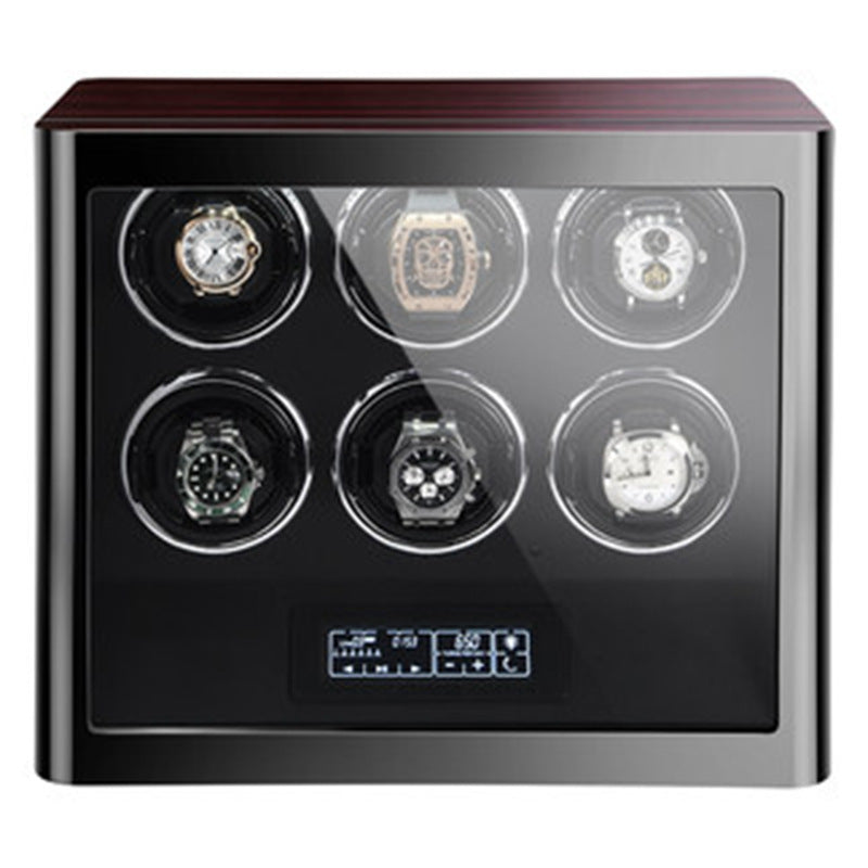 Luxury 6-Slot Automatic Watch Winder with Fingerprint Lock & Silent Motor