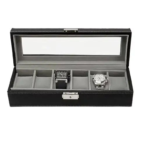 WATCH VALET – Glass Top Leather Watch Box (6-Slot & 10-Slot) | Elegant Display & Storage Case