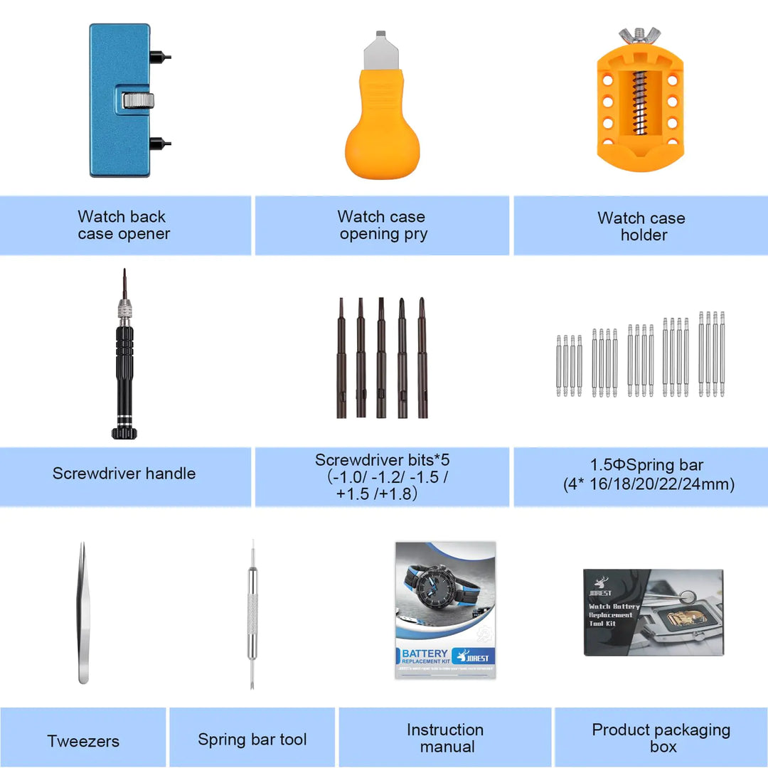 JOREST Watch Battery Replacement Kit – Complete Tool Set for Battery Changes & Watch Band Adjustments